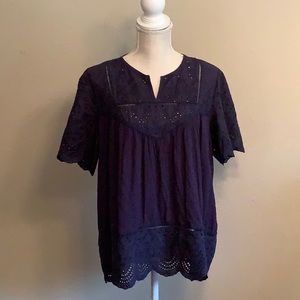 Eyelet boho top size Large NWT